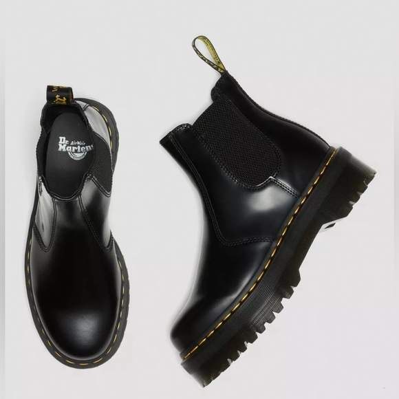 Dr. Martens Shoes - Dr. Martens 2976 Quad Polished Smooth Leather Platform Chelsea Boots W 11 M 10
